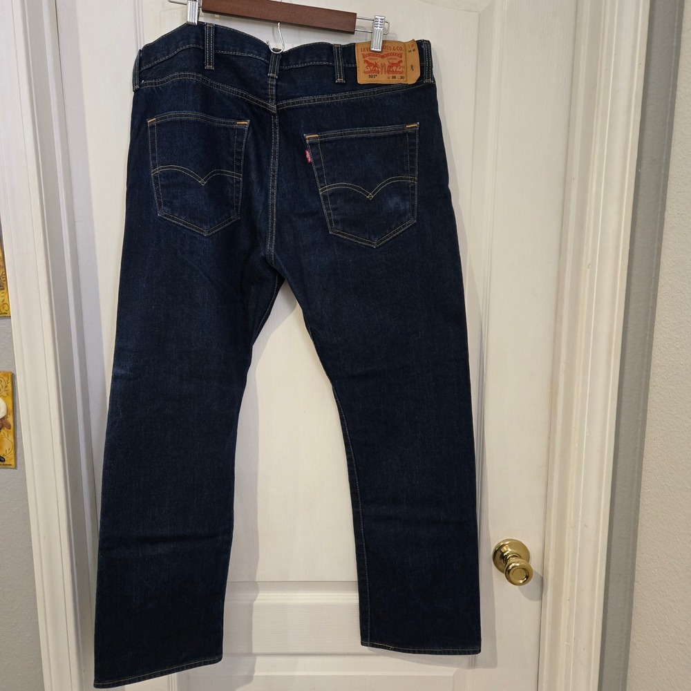 Levi's 501 Original Fit Jeans Mens 38x30(28) Dark Wash Blue Excellent Button Fly
